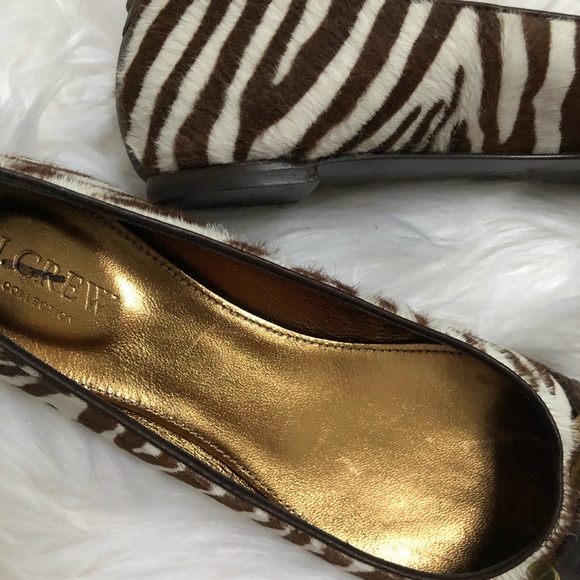 J Crew Abbey Mohair Zebra Print Ballet Flats Sz 6 - Picture 7 of 7